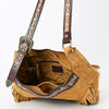 ADBGA419 American Darling Genuine Leather Fringed Crossbody Bag Hand Tooled Floral Carved