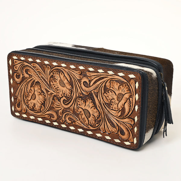 ADBGA453A American Darling Tooled Leather Cowhide Jewelry Accessory Case Western Organizer Box