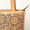 LC-ADBGZ836 Sunflower Tooled Leather Western Tote Bag Natural Tan