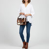 ADBGM403 Hair-On Cowhide Shoulder Bag with Braided Leather Trim - American Darling