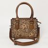 ADBG1452 American Darling Western Genuine Leather Hand-Tooled Tote Bag- Floral Carved Artisanal Womens Purse