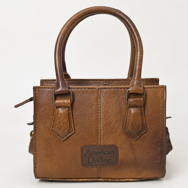 ADBG1452 American Darling Western Genuine Leather Hand-Tooled Tote Bag- Floral Carved Artisanal Womens Purse
