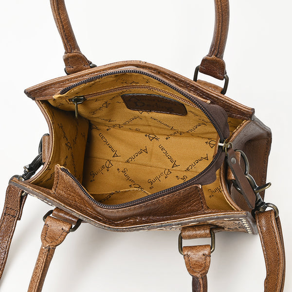 ADBG1452 American Darling Western Genuine Leather Hand-Tooled Tote Bag- Floral Carved Artisanal Womens Purse