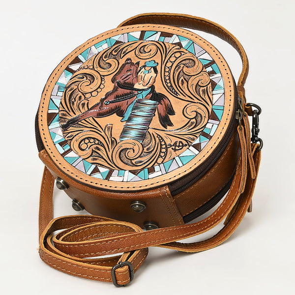 ADBG1457 American Darling Tooled Leather Canteen Bag | Barrel Racing Western Purse