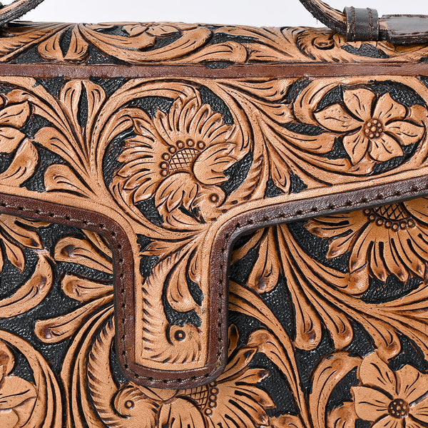 ADBGA557 American Darling Hand Tooled Floral Carved Leather Cross body Bag