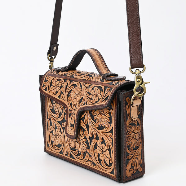 ADBGA557 American Darling Hand Tooled Floral Carved Leather Cross body Bag