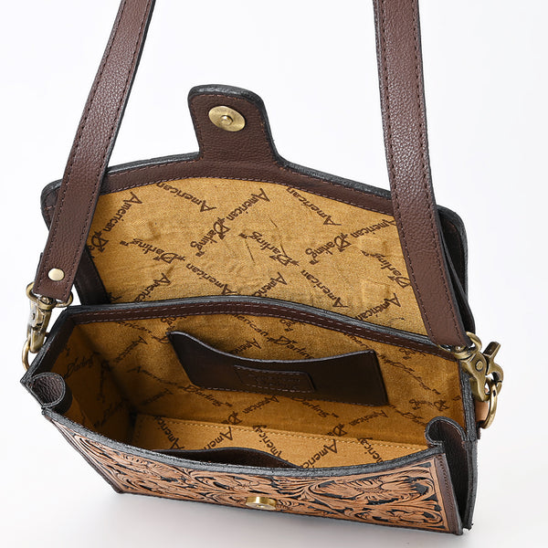 ADBGA557 American Darling Hand Tooled Floral Carved Leather Cross body Bag