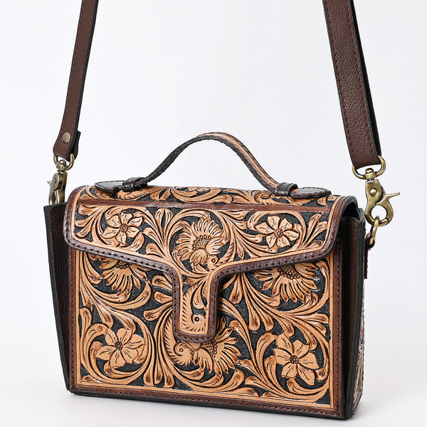 ADBGA557 American Darling Hand Tooled Floral Carved Leather Cross body Bag