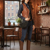 ADBGZ829B Black Hand-Tooled Leather Western Belt Bag Floral Fanny Pack with Basketweave Top