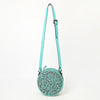 ADBGZ830 Round Hand-Tooled Leather Canteen Bag - Western Floral Circle Purse