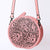 ADBGZ830C Pink Round Hand-Tooled Leather Canteen Bag Western Floral Circle Purse