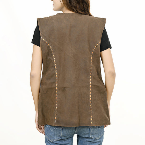 ADBZ055 American Darling Vintage Leather Waistcoat with Hand-Tooled Leather Art