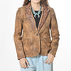 ADBZ056 American Darling Brown Leather Western Blazer Tooled Harness Lapels