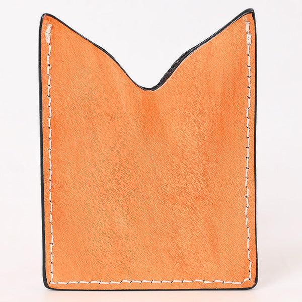 ADCCF112 Sunflower Hand-Tooled Leather Card Holder - Western Boot-Top Design