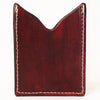 ADCCF114 Turquoise Studded Floral Leather Card Holder - Hand-Tooled Western Boot-Top Design