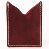 ADCCF114 Turquoise Studded Floral Leather Card Holder - Hand-Tooled Western Boot-Top Design