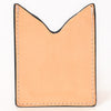 ADCCF118 Natural Hand-Tooled Leather Card Holder - Floral & Leaf Western Boot-Top Design
