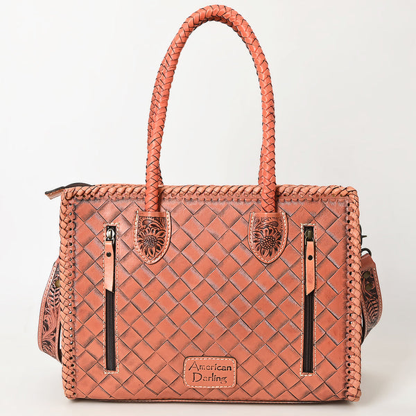 ADBG1131 American Darling Hand Tooled Leather Tote Bag -Western Floral Carved Purse