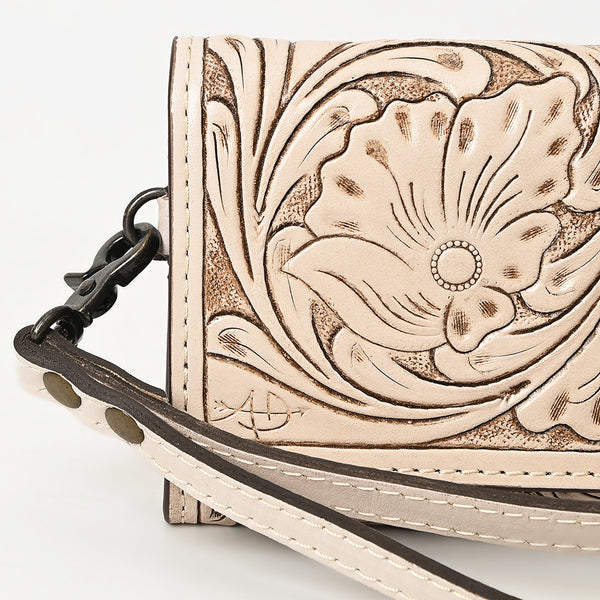 ADBG1132 American Darling Hand Tooled Floral Leather Clutch & Crossbody Wallet
