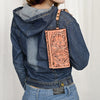 ADBG1132 American Darling Hand Tooled Floral Leather Clutch & Crossbody Wallet