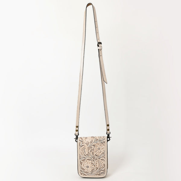 ADBG1135 American Darling Hand Tooled Floral Leather Cell Phone Bag Western Crossbody