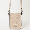 ADBG1135 American Darling Hand Tooled Floral Leather Cell Phone Bag Western Crossbody