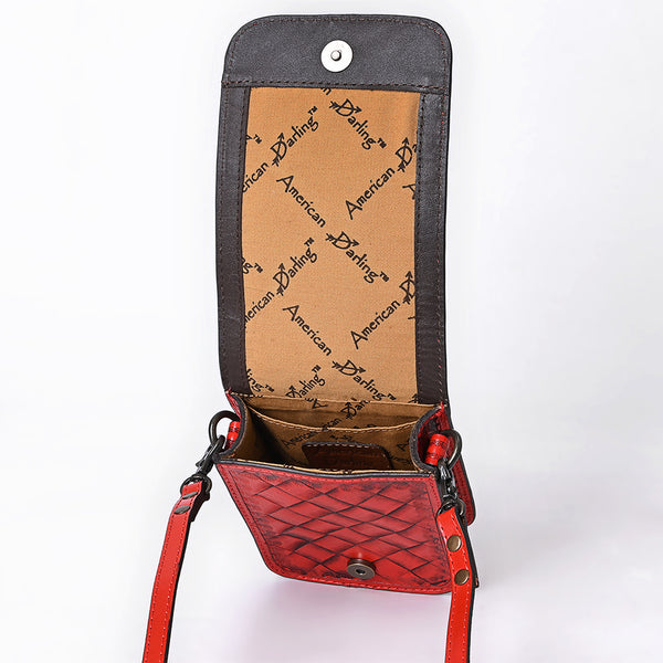 ADBG1135 American Darling Hand Tooled Floral Leather Cell Phone Bag Western Crossbody