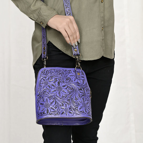 ADBG1136 American Darling Hand Tooled Floral Leather Crossbody Bag