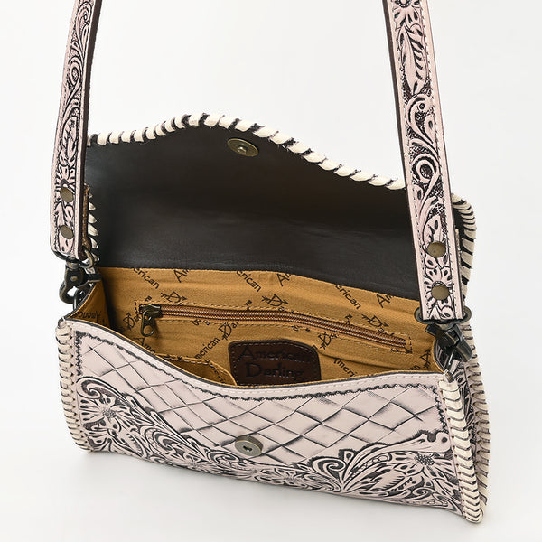 ADBG1137 American Darling Hand Tooled Floral Leather Clutch & Crossbody Purse