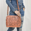 ADBG1138 American Darling Hand Tooled Floral Leather Crossbody Bag Western Purse