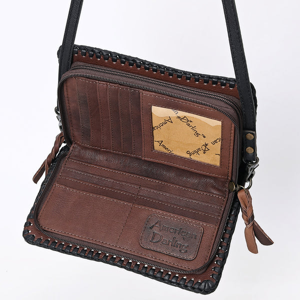 ADBG1228 American Darling Western Hand-Tooled Leather Clutch Bag with Floral Carving