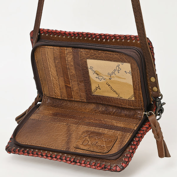 ADBG1228 American Darling Western Hand-Tooled Leather Clutch Bag with Floral Carving