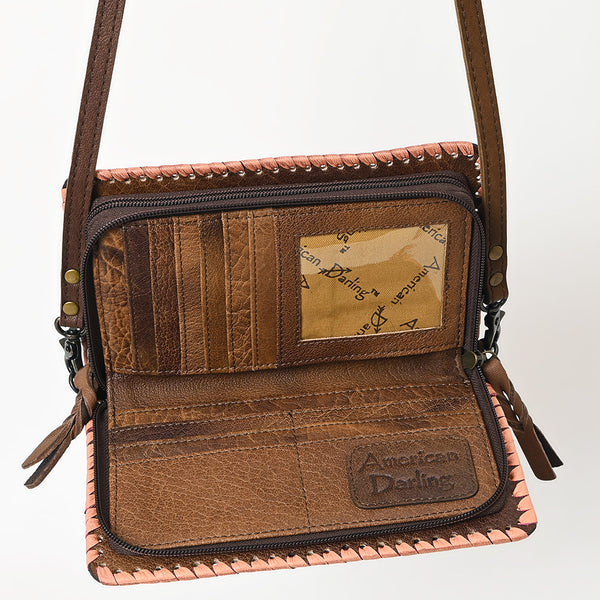 ADBG1228 American Darling Western Hand-Tooled Leather Clutch Bag with Floral Carving