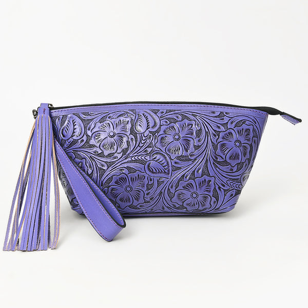 ADBG1234 American Darling Hand-Tooled Western Leather Wristlet Bag - Genuine Floral Carved Women Clutch