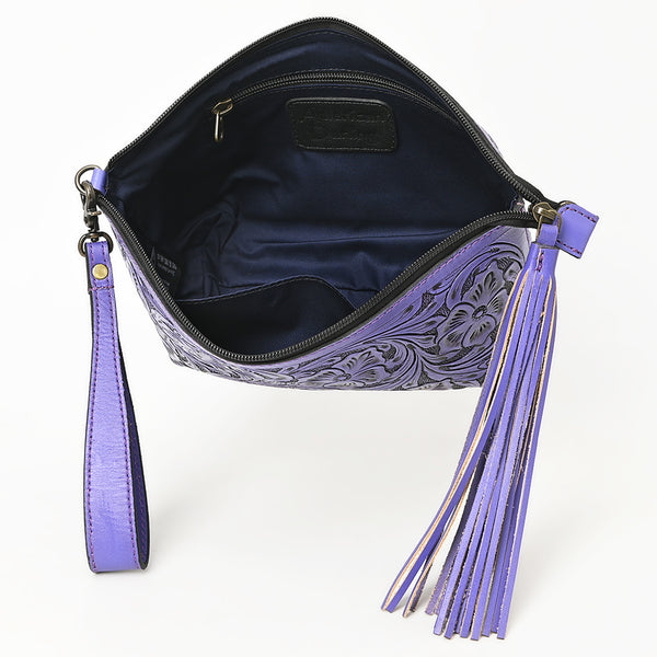 ADBG1234 American Darling Hand-Tooled Western Leather Wristlet Bag - Genuine Floral Carved Women Clutch