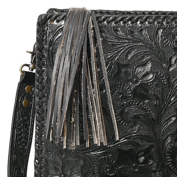 ADBG1235 American Darling Hand-Tooled Western Leather Crossbody Bag - Genuine Floral Carved Artisan Purse