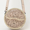 ADBG1461 American Darling Western Leather Canteen Bag with Hand-Tooled Floral Detailing-Genuine Leather Crossbody