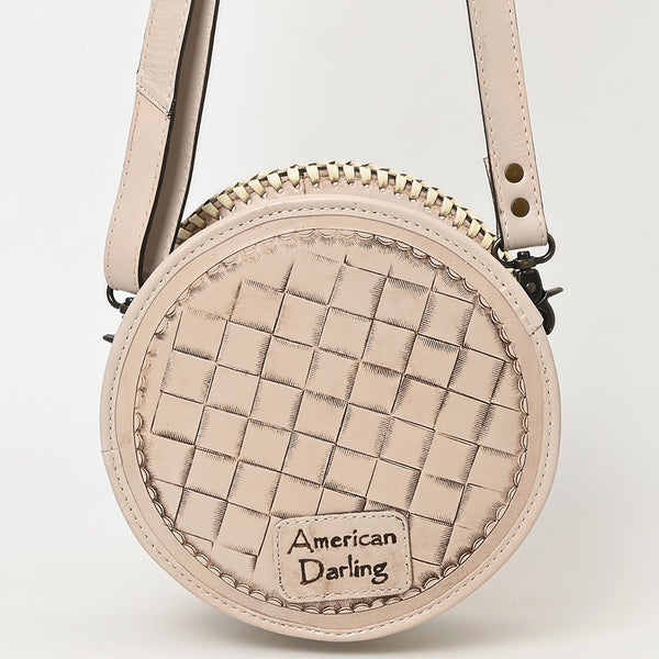 ADBG1461 American Darling Western Leather Canteen Bag with Hand-Tooled Floral Detailing | Genuine Leather Crossbody