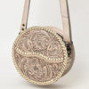 ADBG1461 American Darling Western Leather Canteen Bag with Hand-Tooled Floral Detailing-Genuine Leather Crossbody