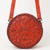 ADBG1461 American Darling Western Leather Canteen Bag with Hand-Tooled Floral Detailing-Genuine Leather Crossbody