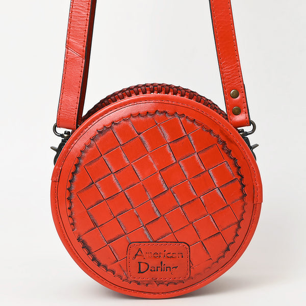ADBG1461 American Darling Western Leather Canteen Bag with Hand-Tooled Floral Detailing-Genuine Leather Crossbody
