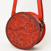 ADBG1461 American Darling Western Leather Canteen Bag with Hand-Tooled Floral Detailing-Genuine Leather Crossbody