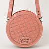 ADBG1461 American Darling Western Leather Canteen Bag with Hand-Tooled Floral Detailing-Genuine Leather Crossbody