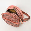 ADBG1461 American Darling Western Leather Canteen Bag with Hand-Tooled Floral Detailing-Genuine Leather Crossbody