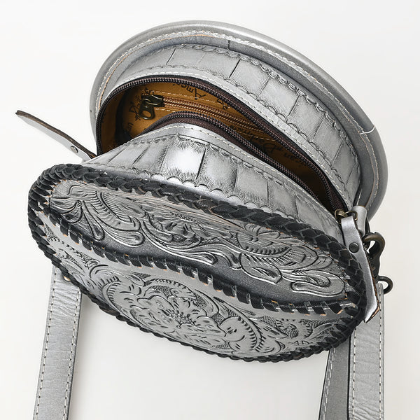 ADBG1461 American Darling Western Leather Canteen Bag with Hand-Tooled Floral Detailing | Genuine Leather Crossbody