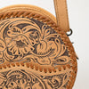 ADBG1461 American Darling Western Leather Canteen Bag with Hand-Tooled Floral Detailing-Genuine Leather Crossbody