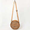 ADBG1461 American Darling Western Leather Canteen Bag with Hand-Tooled Floral Detailing-Genuine Leather Crossbody