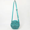 ADBG1461 American Darling Western Leather Canteen Bag with Hand-Tooled Floral Detailing-Genuine Leather Crossbody