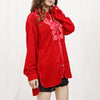 ADDR003 American Darling Embroidered Red Fabric Blouse Western Fashion Top