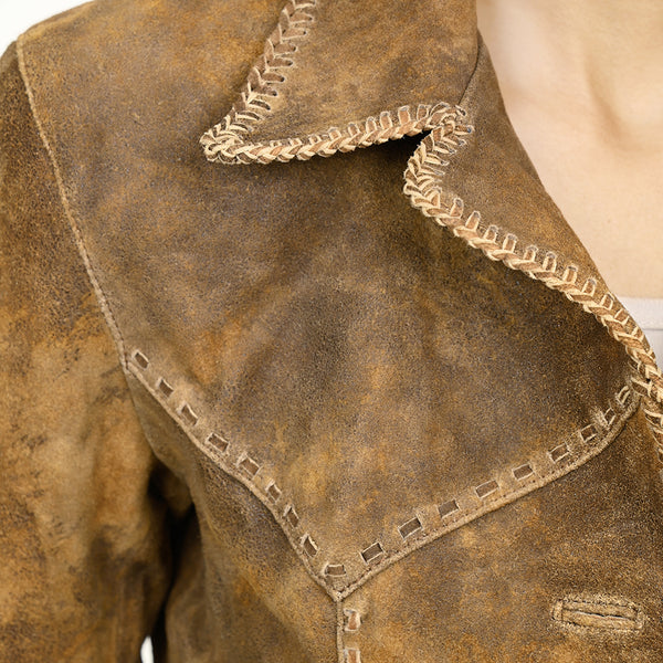 ADJKTLTR03 Genuine Vintage Leather Women Shirt Jacket Dress